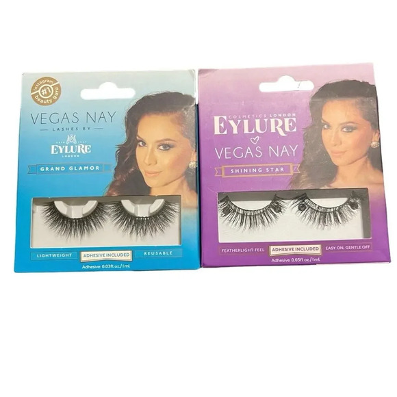NWT Vegas Nay Fake Eyelashes Eylure Grand Glamor Shining Star Reusable Adhesive - Picture 1 of 2